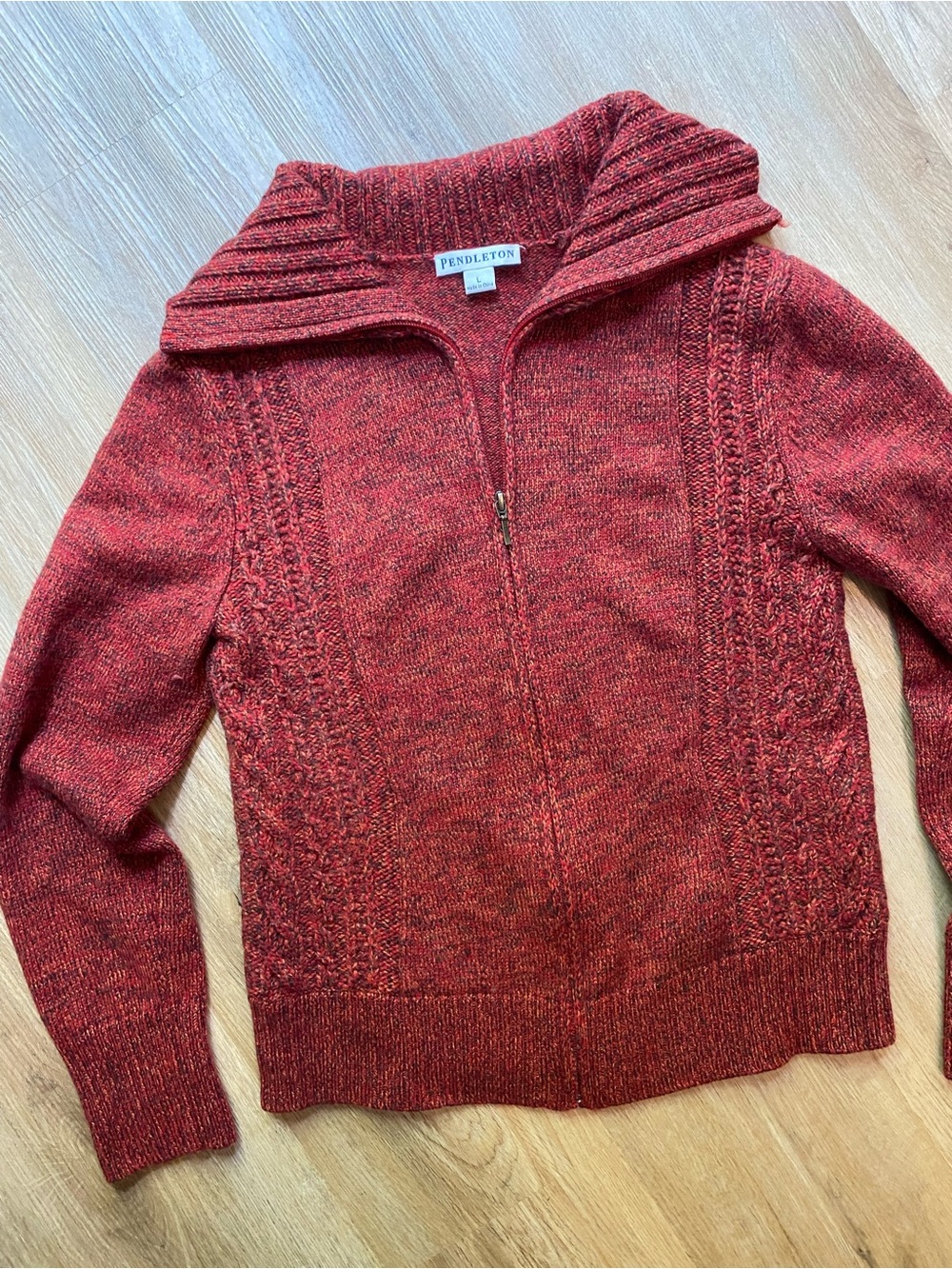 Pendleton Women's Red Zip-Front Wool Sweater